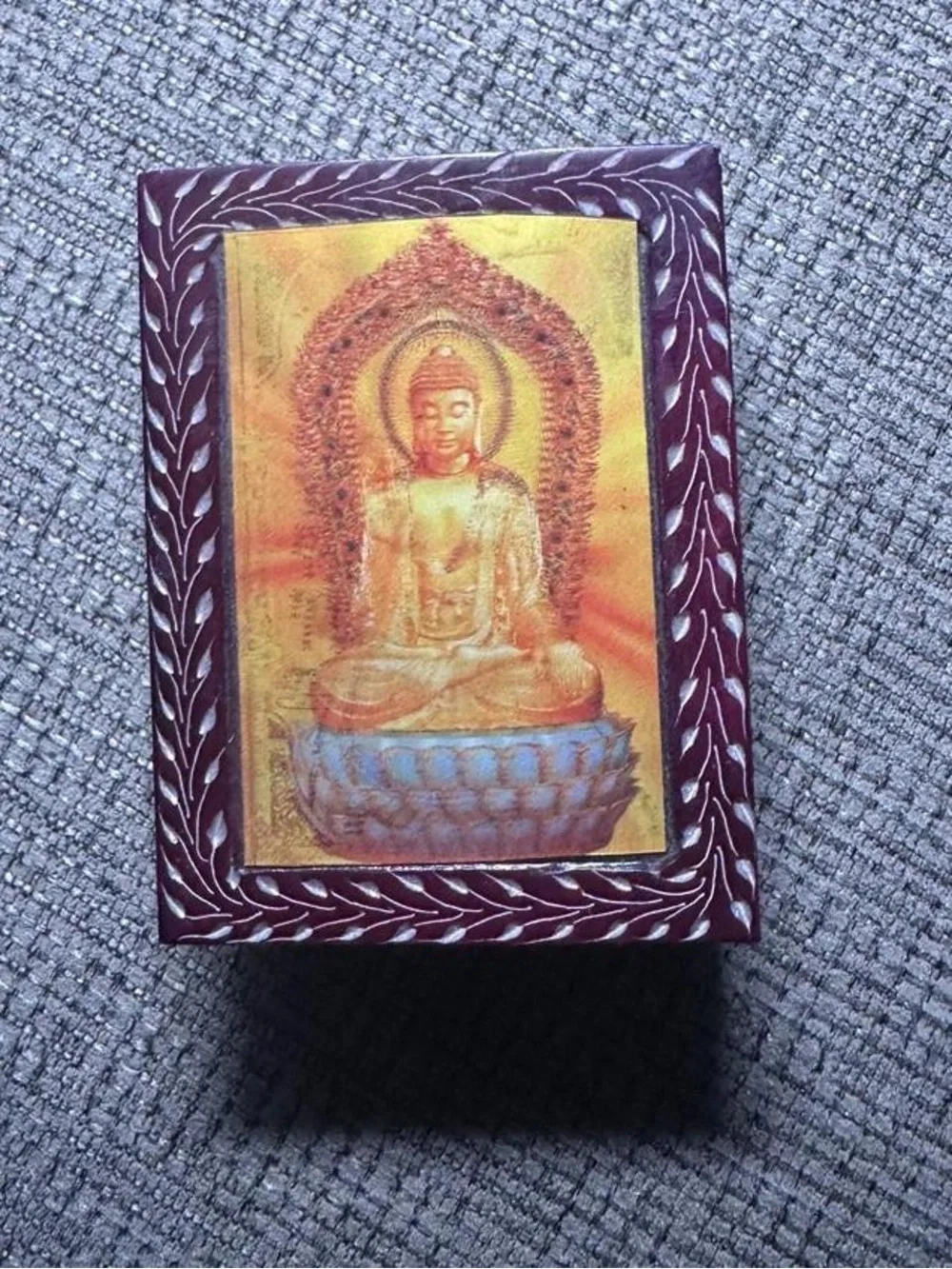 Handcrafted Purple and Gold Buddha Decorative Jewelry Box